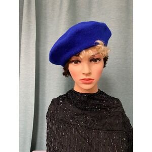Normandy Ultrabasque Vintage Cobalt Blue Wool Beret Hat Made in Czechoslovakia